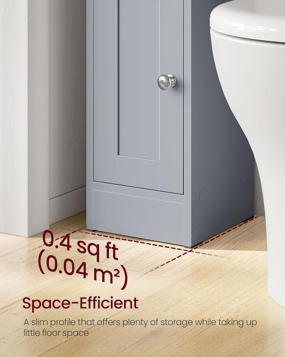 VASAGLE Small Storage Corner Floor Cabinet, 2 Doors, Dove Gray