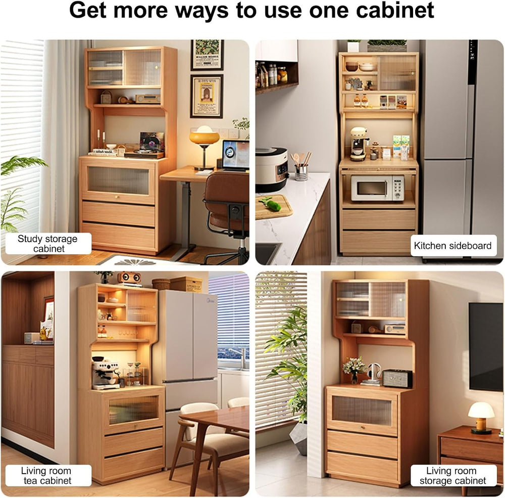 Kitchen Cabinet, Sliding Racks with Door, Sideboard Buffet, Versatile Cupboar...