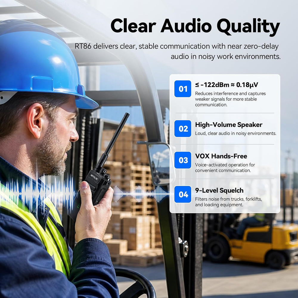 Retevis RT86 2 Way Radio Long Range with 6 Way Charger for Warehouse,6Pack