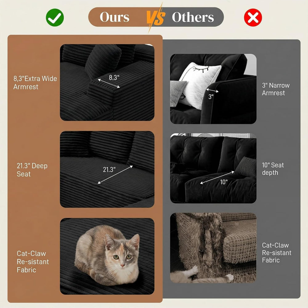 95" L Shaped Cloud Sectional Couches for Living Room, Modern Comfy Modul...