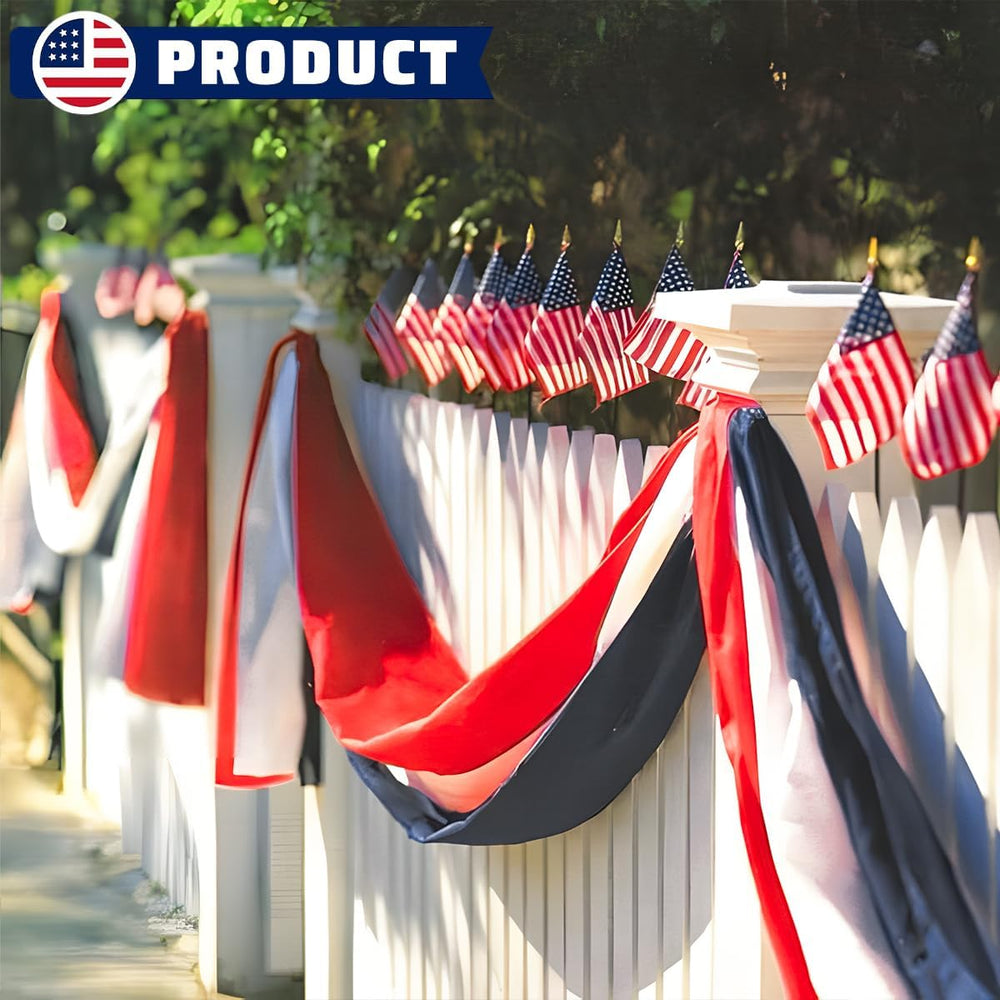 American Flag Bunting Banner 2x20 Ft Patriotic Decorations – Red White Blue S...