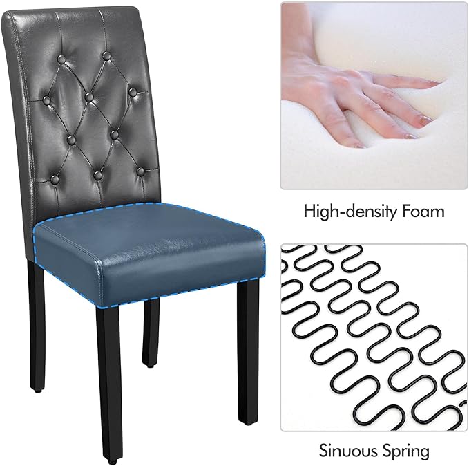 Yaheetech Upholstered Dining Chairs Set of 2 Modern Leather Parsons Kitchen C...