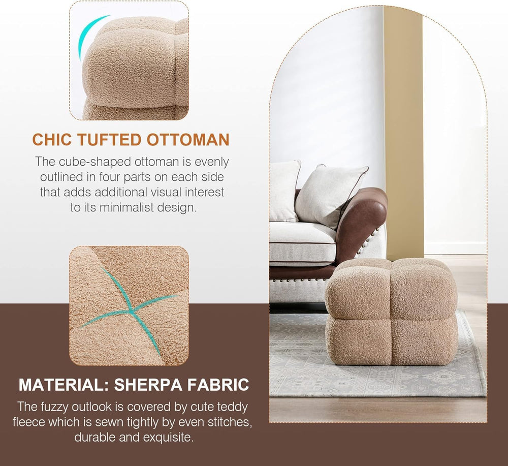 Zesthouse Square Pouf Ottomans Set of 2, Modern Vanity Chair for Bedroom | Sh...