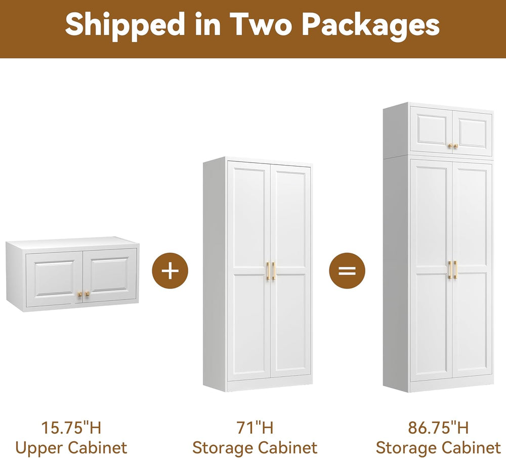 Polup 86" Tall Metal Kitchen Pantry Storage Cabinet with Doors and Shelves