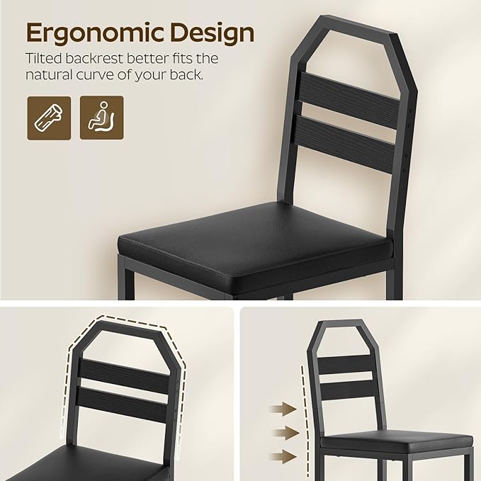 YATINEYDining Chairs, Kitchen Chairs with Back Support, Upholstered Seat and ...