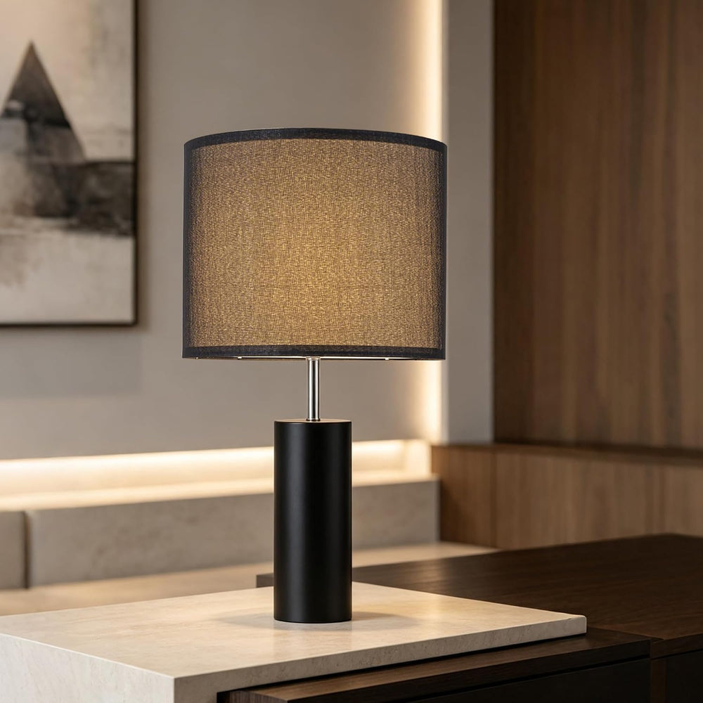 23.5" Modern Wood Table Lamps for Bedroom Living Room, Set of 2, Black