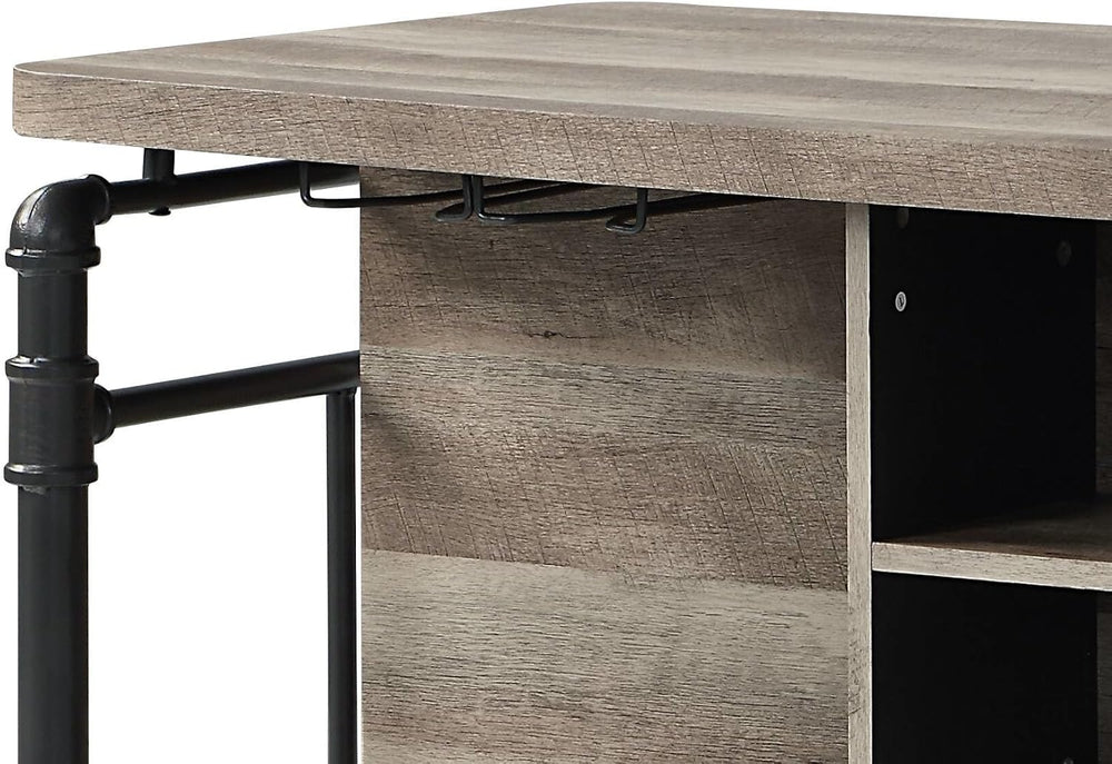 Antique Oak and Sandy Grey 5-Shelf Kitchen Island with Wood+Metal | Wood and ...