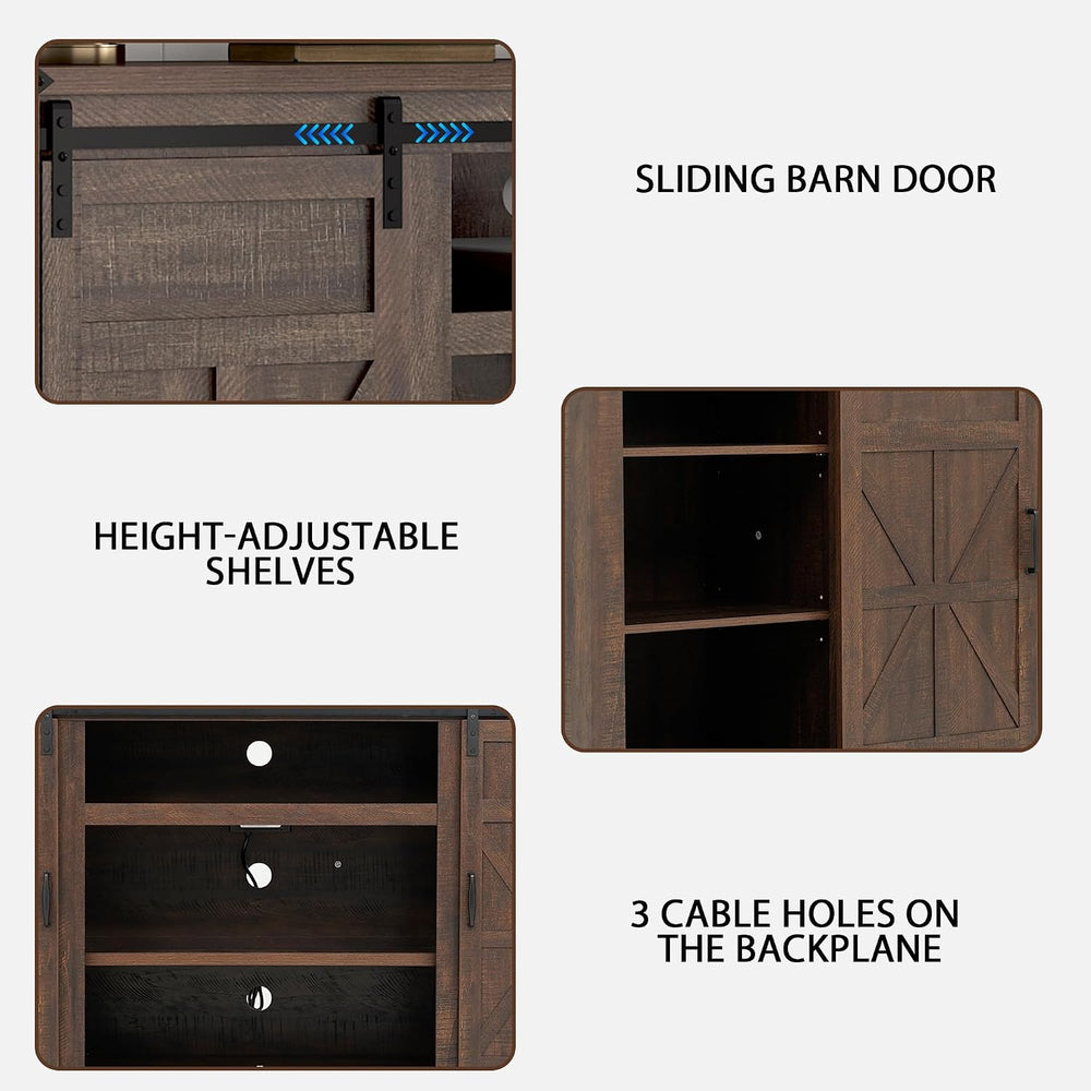 Hlivelood 66" Farmhouse TV Stand for 75 Inch TV, 33" Tall Entertain...
