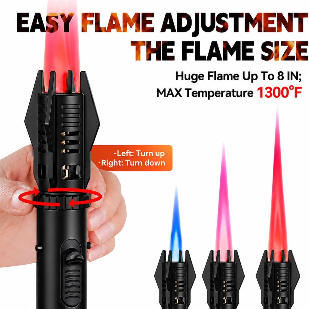 Torch Lighter, Bright Fire Lighter with Safety Lock and Adjustable Red/Blue F...