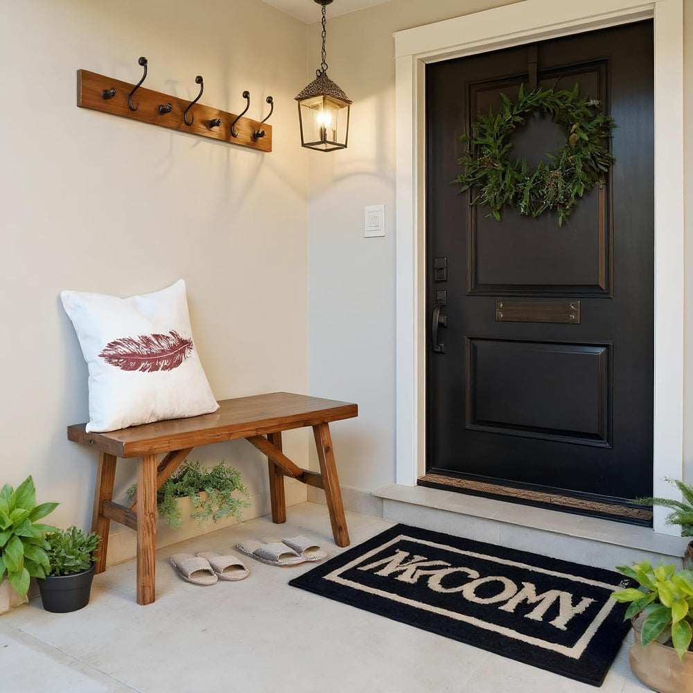 FUIN 30" Solid Wood Farmhouse Bench - Rustic Entryway, Living & Dini...