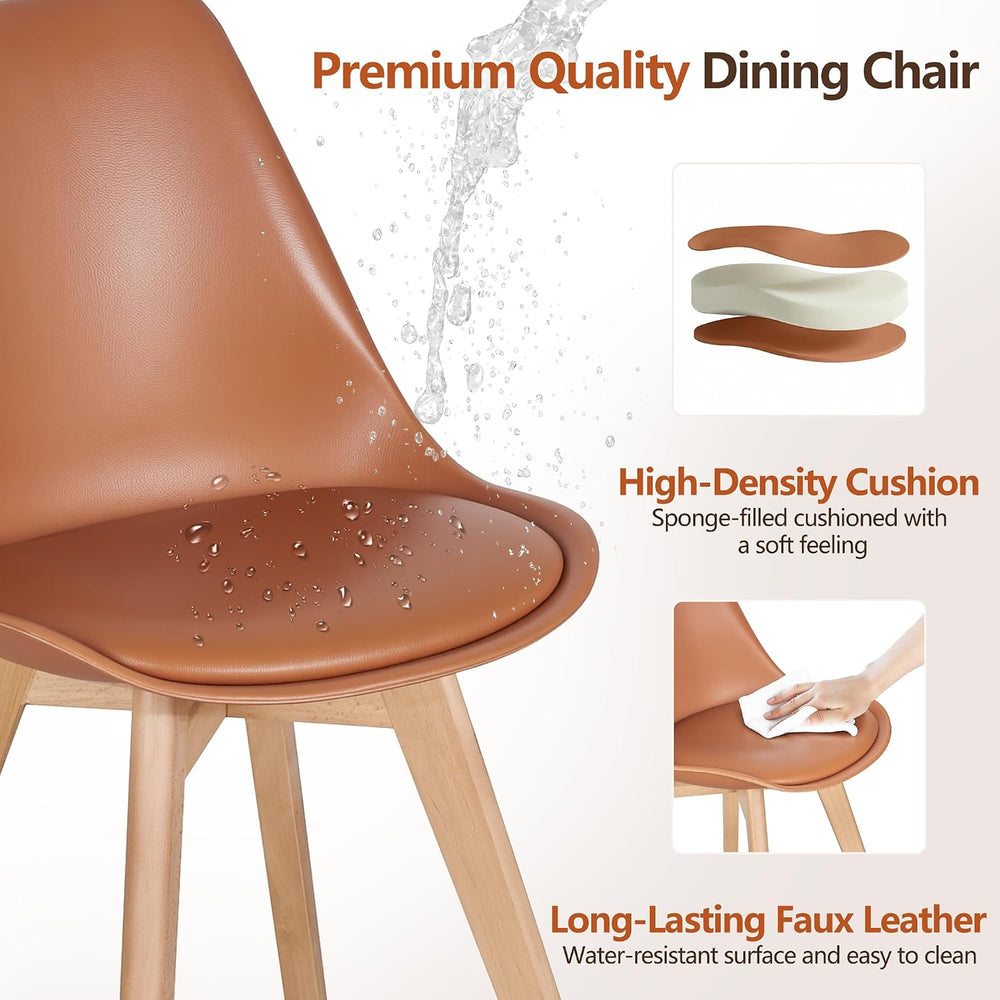 VECELO Dining Chairs Set of 4, Mid-Century Modern Kitchen & Dining Room C...