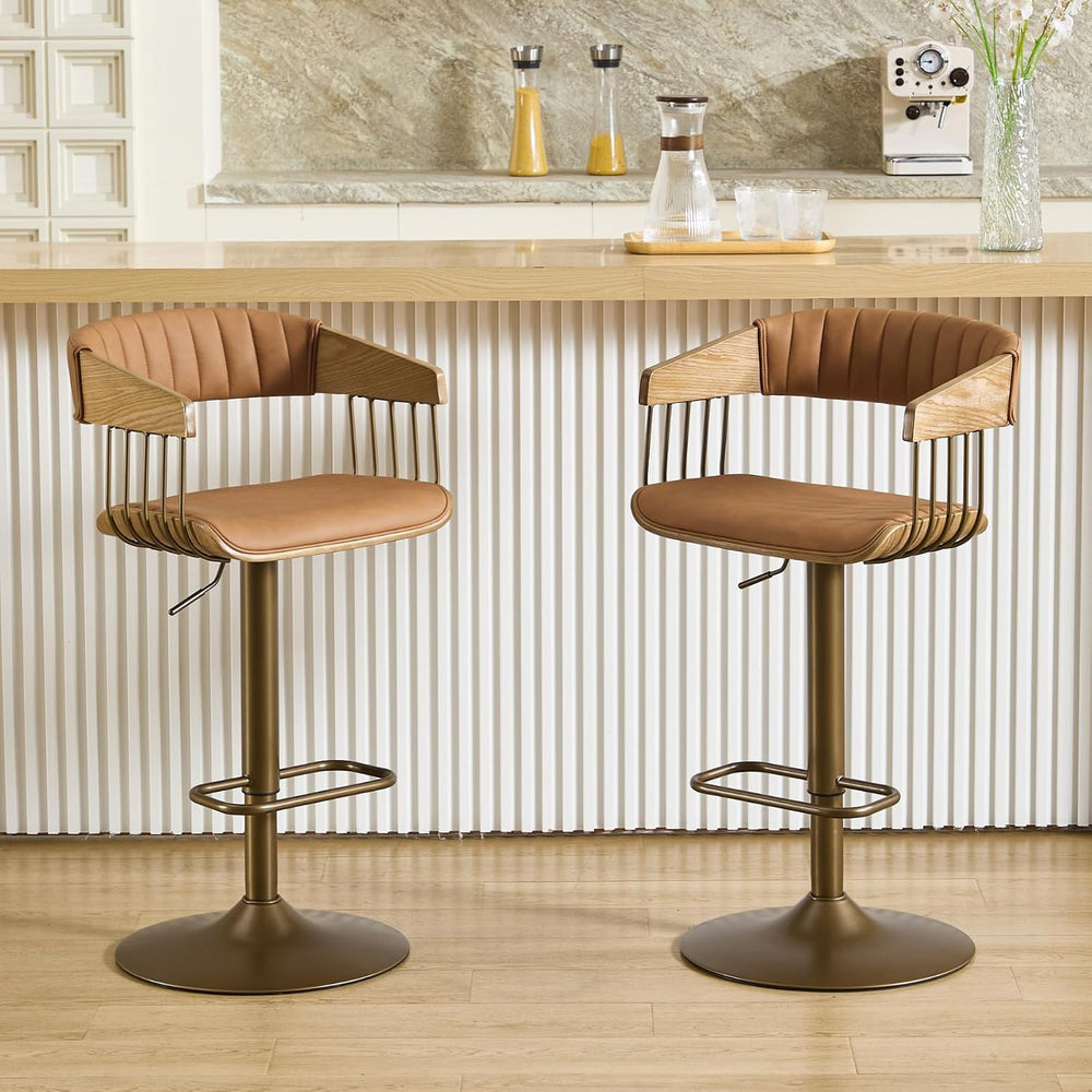 HEAH-YO Swivel Bar Stools Set of 2, Adjustable Counter Height Bar Stools with...
