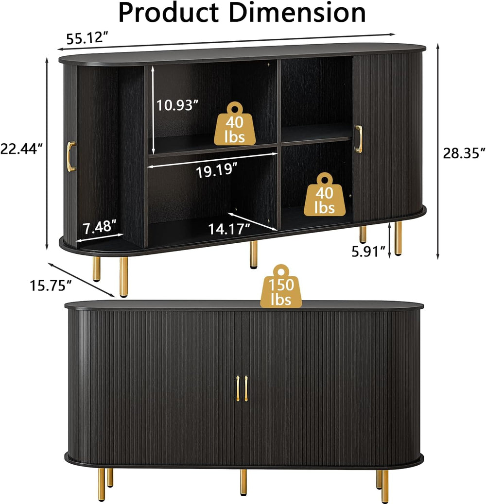 TAVATA Sideboard Buffet Cabinet with Storage, 55" Fluted Storage Cabinet...
