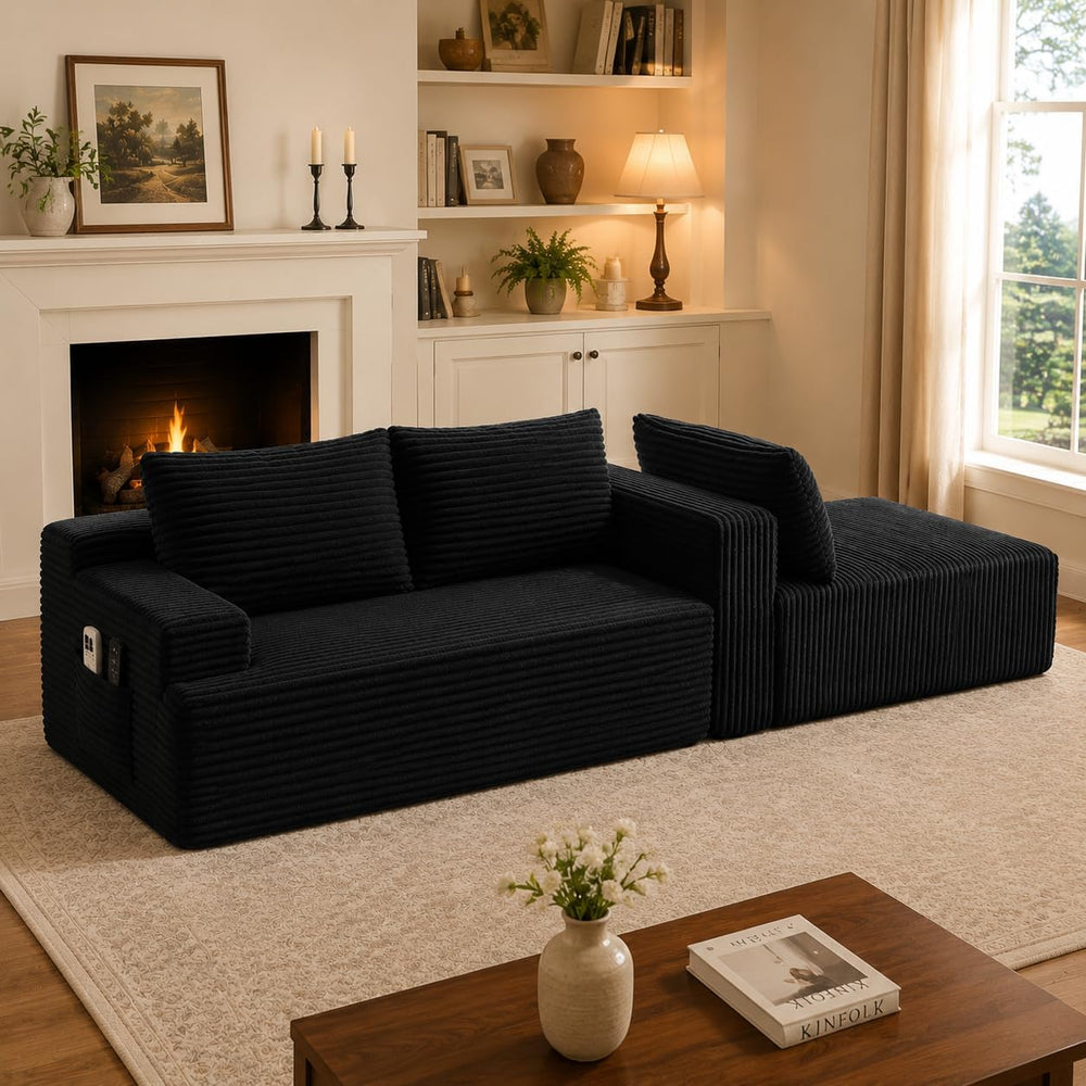 96" Sectional Sofa Cloud Couch with Deep Seat, Modern L-Shape Compressed...