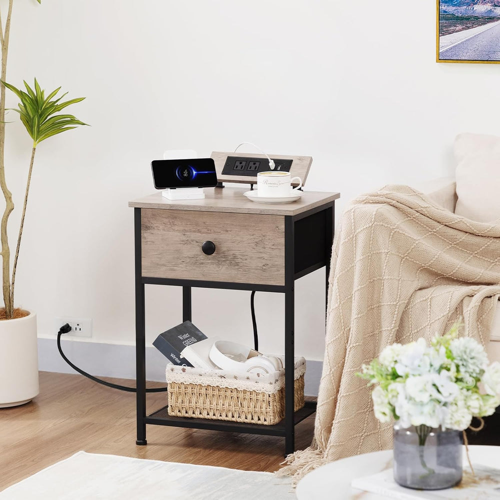 AMHANCIBLE Night Stand, End Tables Living Room Set of 2, Small Nightstand wit...