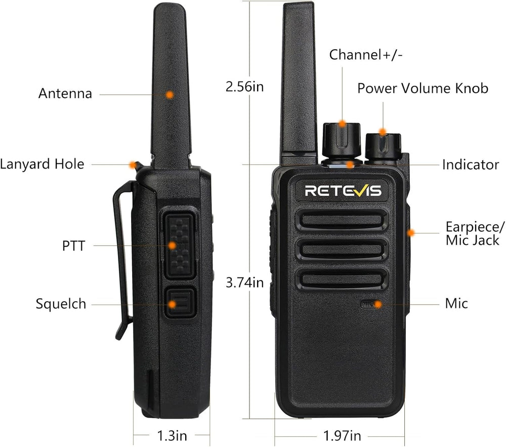 Retevis RT68 FRS Walkie Talkies for Adults Long Range (2 Pack)