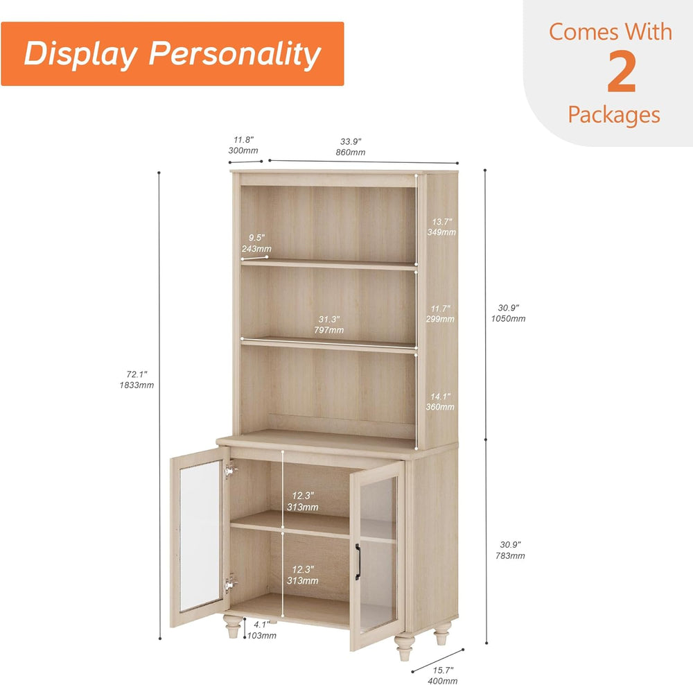 WAMPAT 72'' Tall Kitchen Pantry Cabinet with Storage, 34'' Wi...
