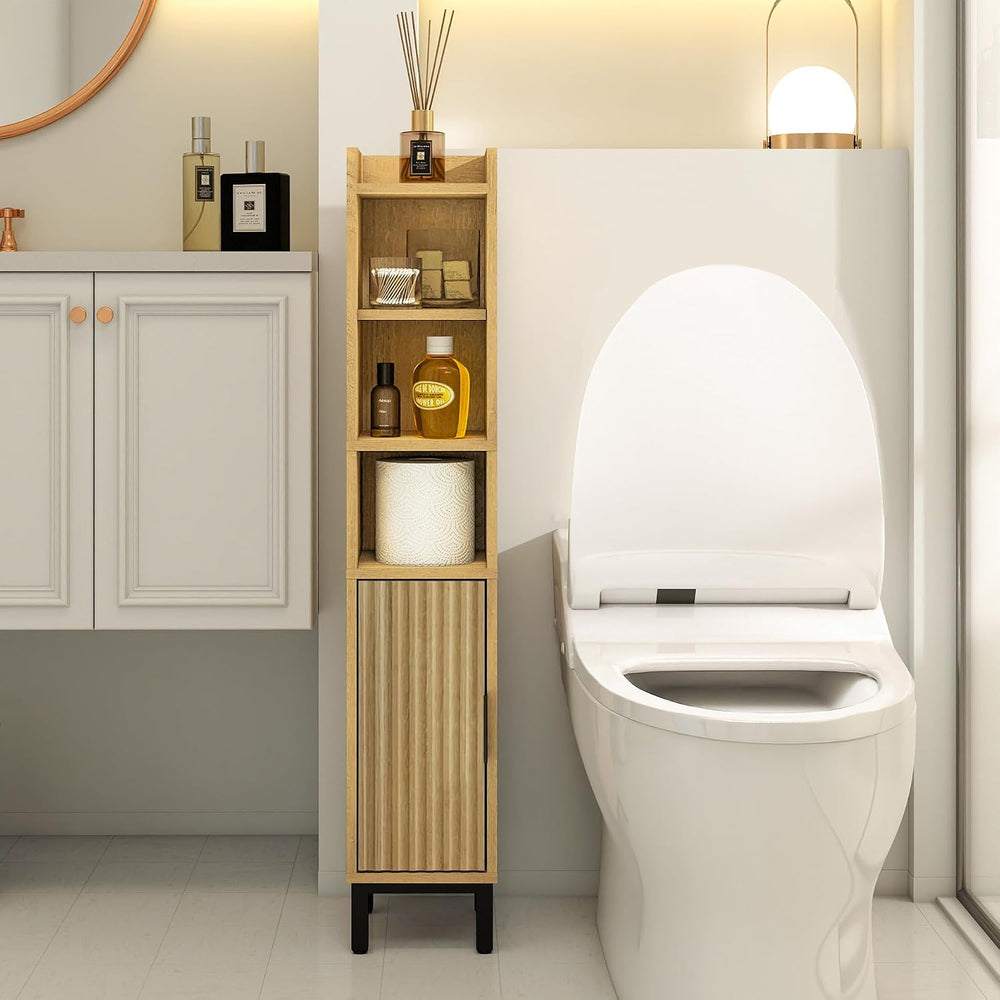 FerniTry Narrow Bathroom Storage Cabinet, Corner Toilet Paper Floor Cabinet 5...