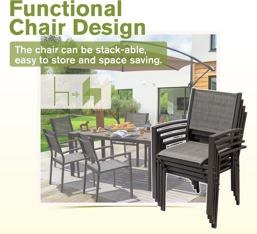 Homall Patio Dining Set 7 Pieces Outdoor Furniture with Large Table and 6 Tex...