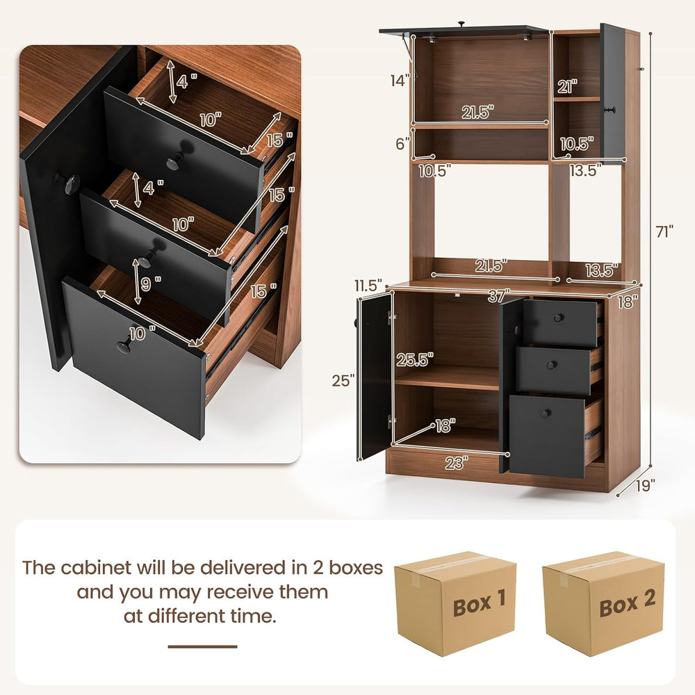 PETSITE Kitchen Buffet Hutch Storage Cabinet, 71" Freestanding Pantry wi...