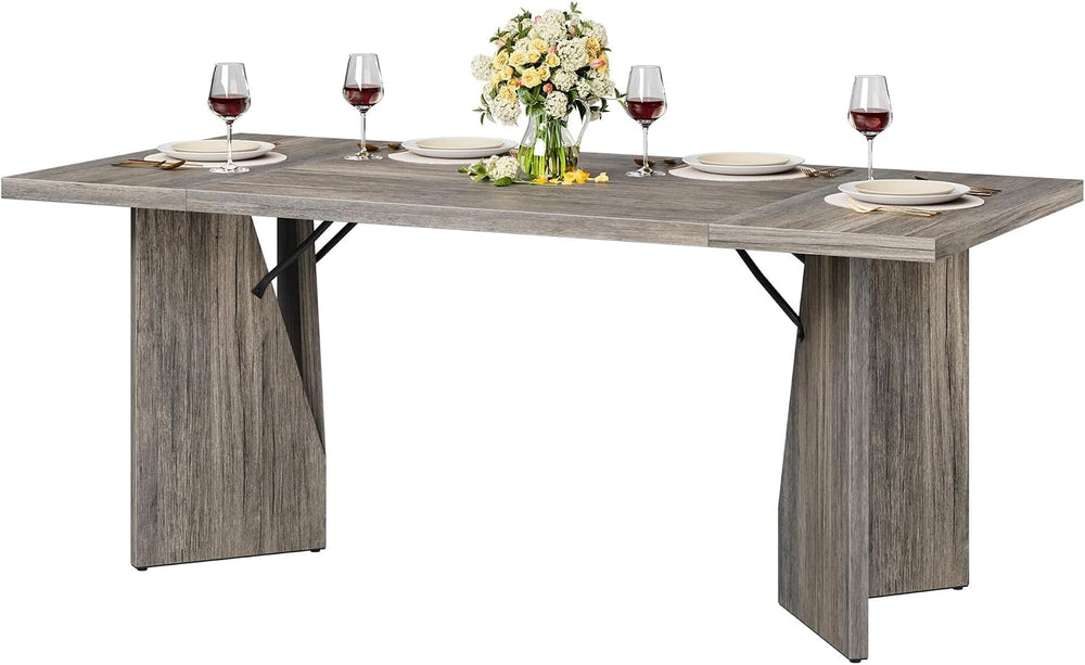 GarveeHome 70.9'' Rectangular Dining Table for 6-8, Wooden Thickened ...