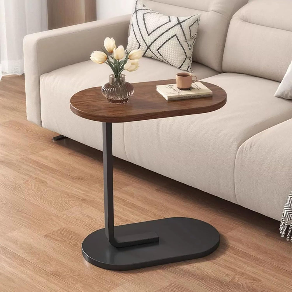 TY&WJ Small Side Table End Table,C Shaped Oval Coffee Table Wooden TV Tra...