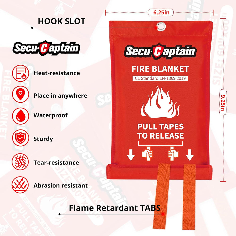 SecuCaptain Emergency Fire Blanket for Home and Kitchen - 4 Pack 40"x40&...