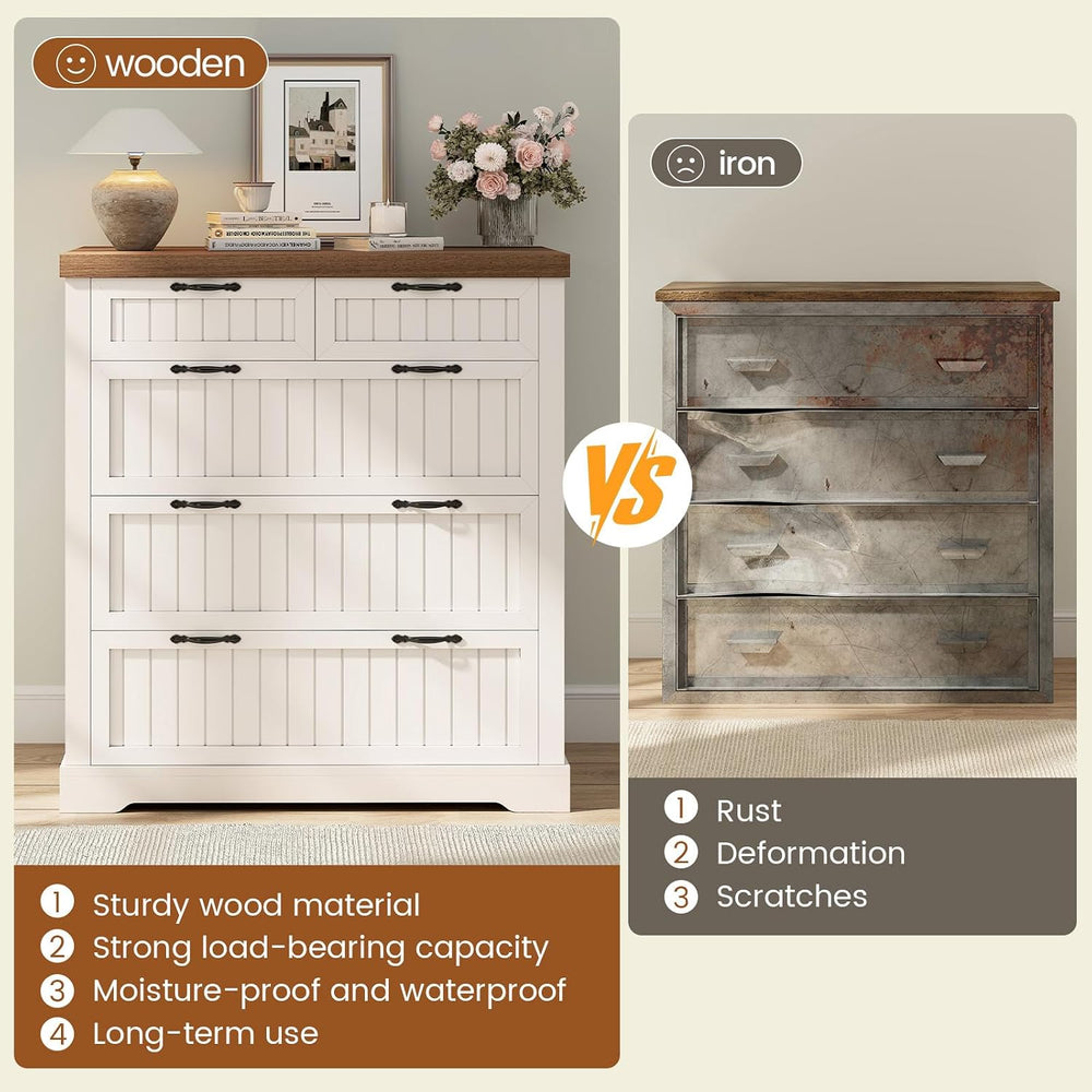 SEDETA Farmhouse File Cabinet with 5 Drawers, Filing Cabinet for Home Office,...