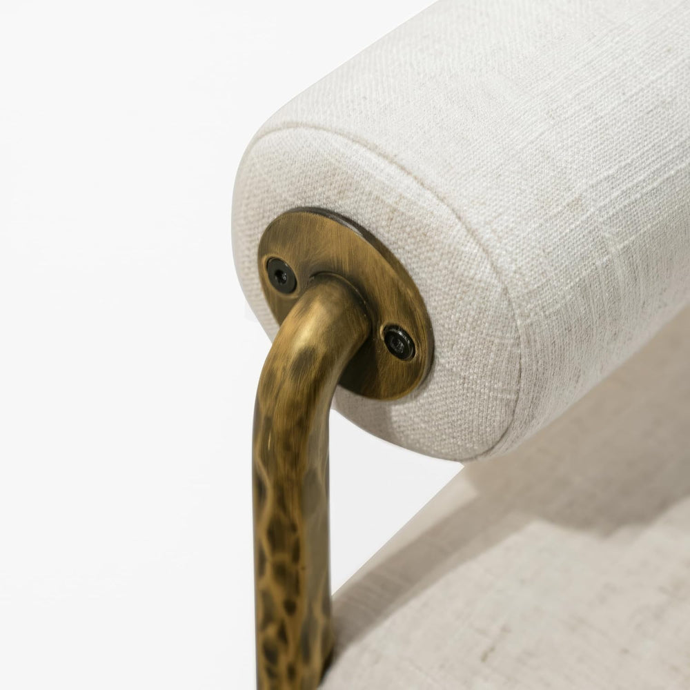 24/7 Shop at Home Lalia Upholstered 48-inch Metal Bench with Padded Roll Arms...