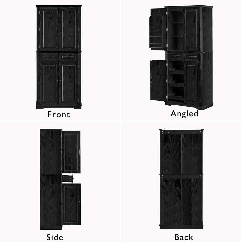 SOFTSEA Kitchen Pantry Cabinet with 6 Door Shelves and 2 Drawers, Farmhouse E...