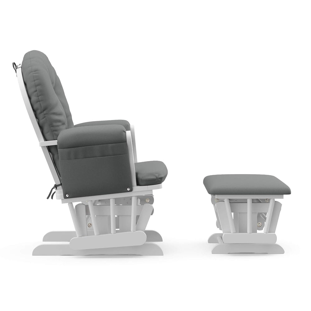 Storkcraft Premium Hoop Glider & Ottoman, White/Gray
