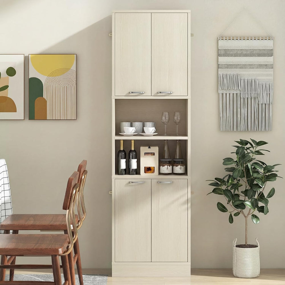 Giantex Kitchen Pantry Cabinet, 75'' Tall Freestanding Cupboard with ...