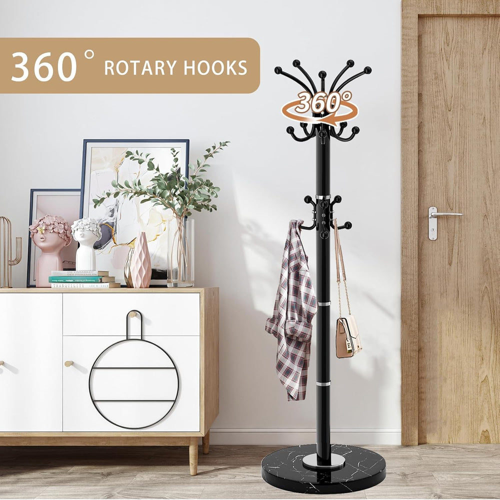 Metal Heavy Duty Coat Rack Stand, Modern Freestanding Coat Rack with Natural ...