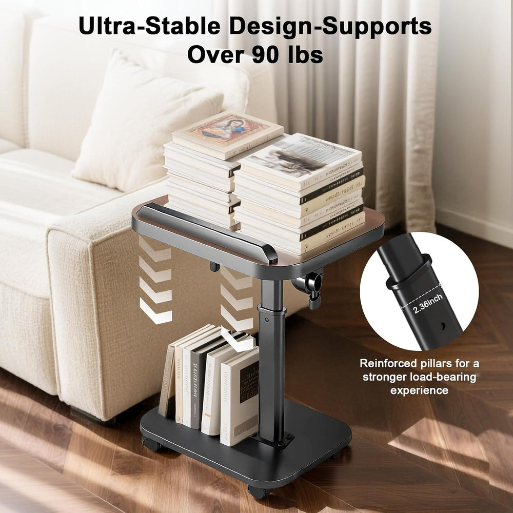 C Table End Table Adjustable Height, Rolling TV Tray Table for Small Spaces 1...