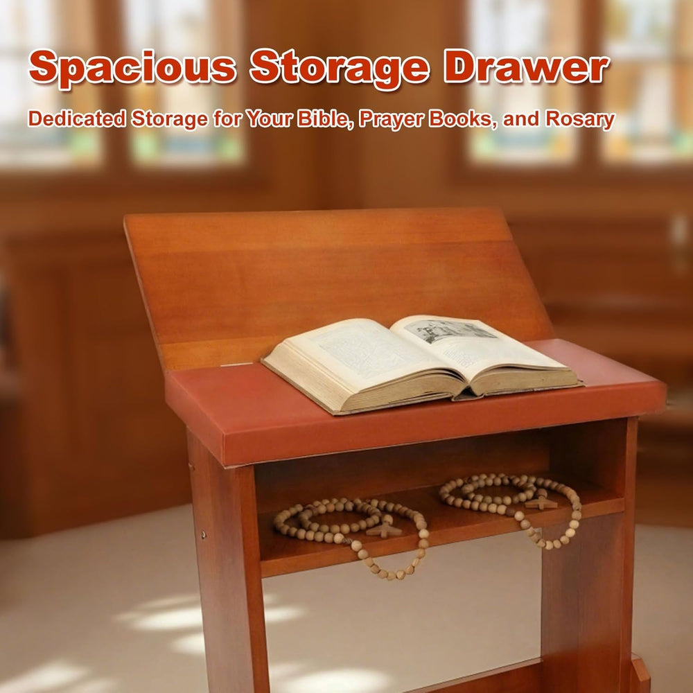 Fanwer Folding Prayer Bench for Home Use - Adjustable Wooden Kneeler for Pray...
