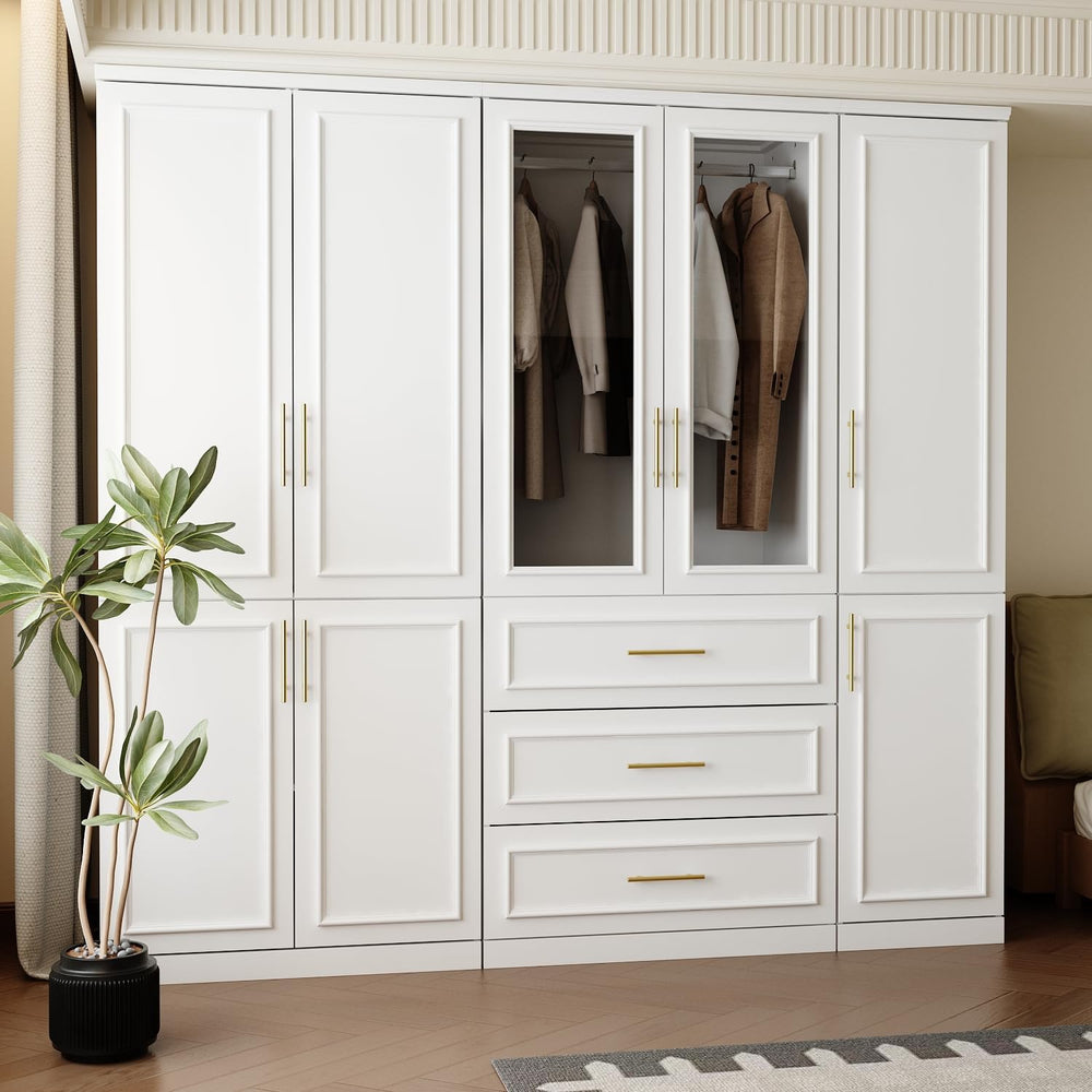 FUFU&GAGA Wardrobe Closet Collection with Doors, Modern White Bedroom Arm...