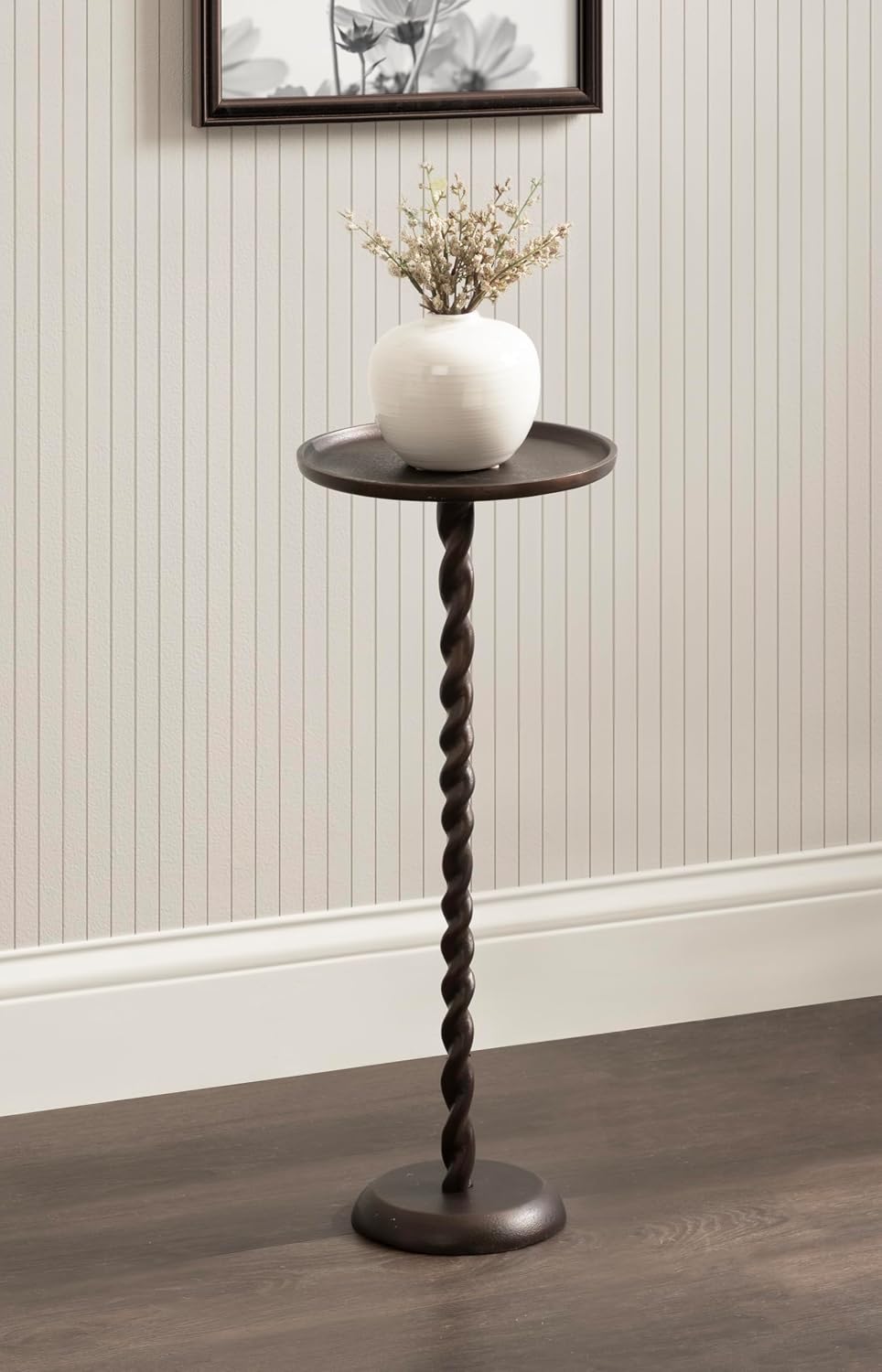 Kate and Laurel Ropa Transitional Round Pedestal Drink Table, 9 x 9 x 22, Bro...