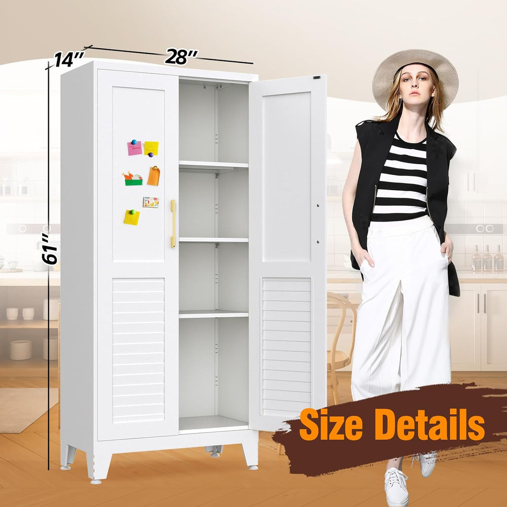 61''Kitchen Pantry cabinet ,Adjustable Storage Cabinet with 2 Doors a...