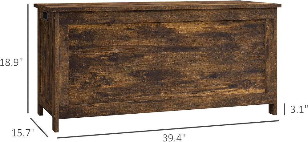 HOMCOM Storage Bench Cut-out Handles 39.4" x 15.7" x 18.9" Rus...