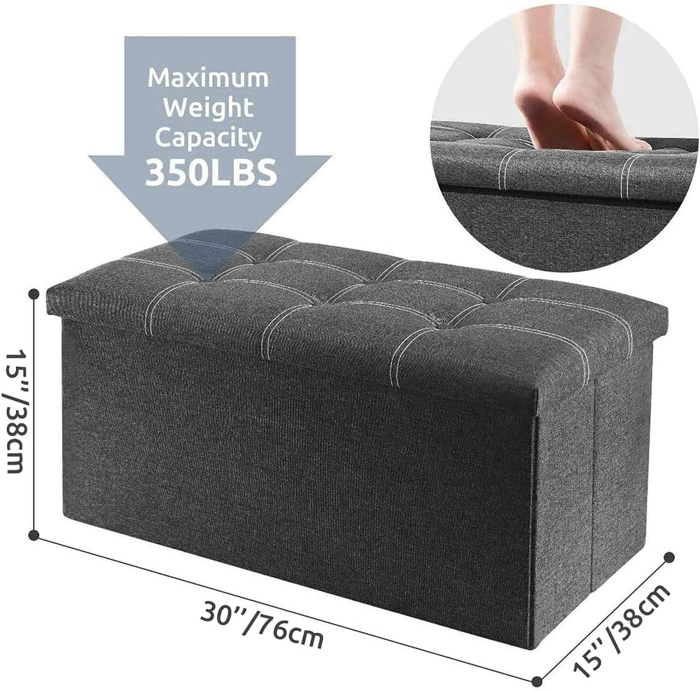 YOUDENOVA Ottoman with Storage, 30" Storage Ottoman Bench, Linen Gray | ...