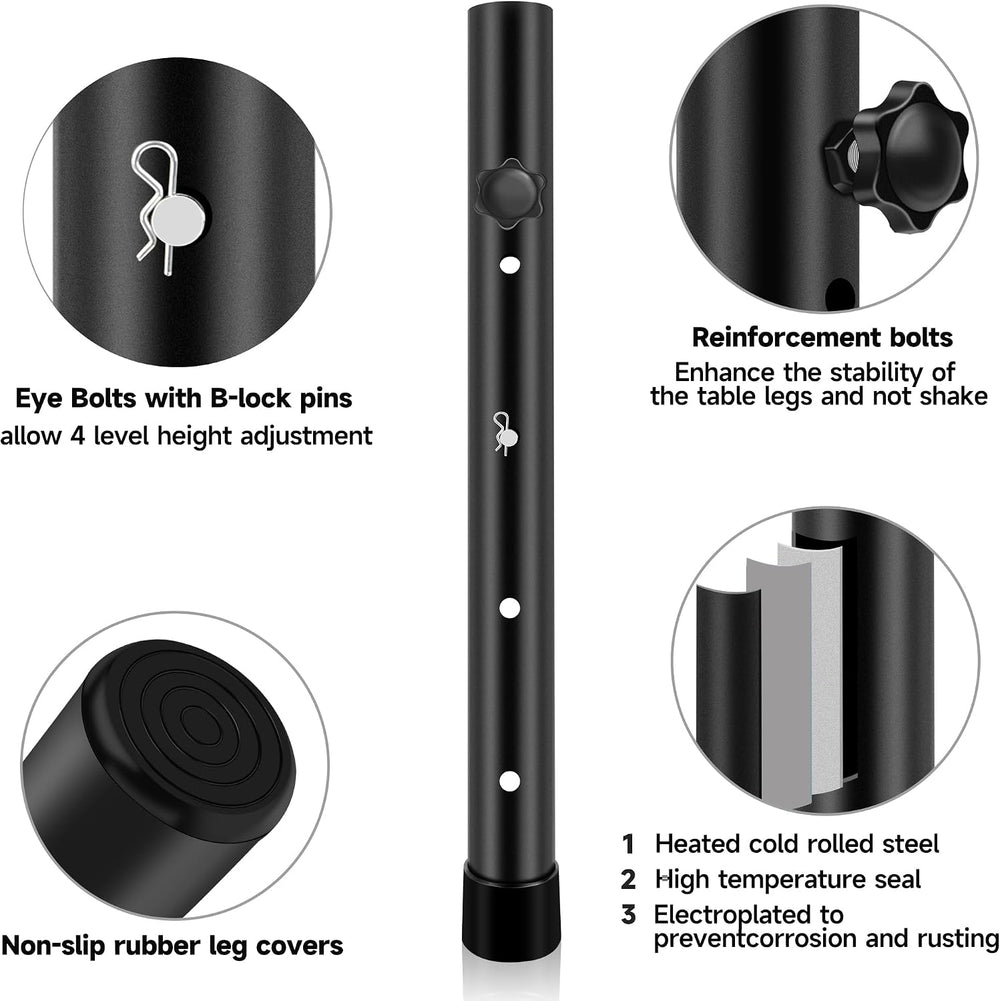 8 Pack Folding Table Risers, 4 Levels Adjustable Height Folding Table Leg Ext...