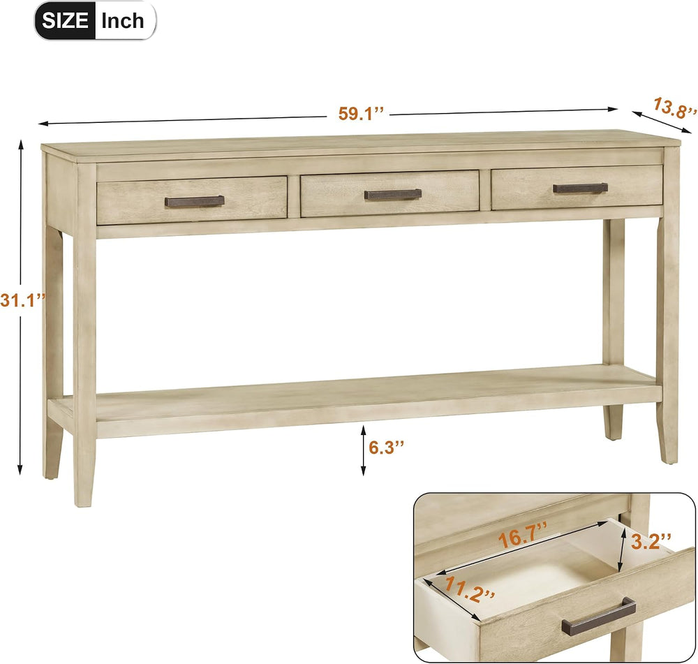 59’’ Modern Entryway Console Table with Storage, Easy Assembly, Gray | 13.8’’...