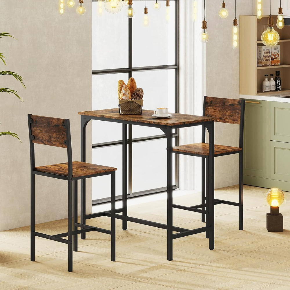 GIANTEX 3-Piece Bar Table and Chair Set with 2 Counter Height Bar Stools, Bre...