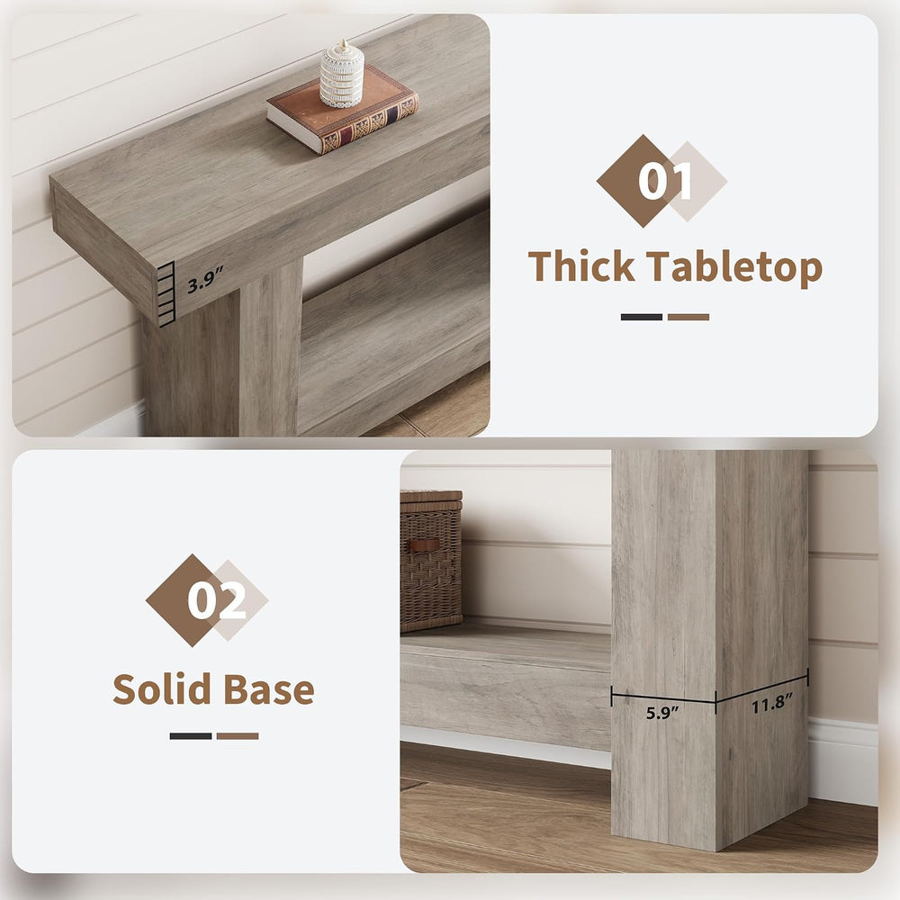 GAOMON 63" Farmhouse Console Table for Entryway - 2-Tier Storage Shelf, ...