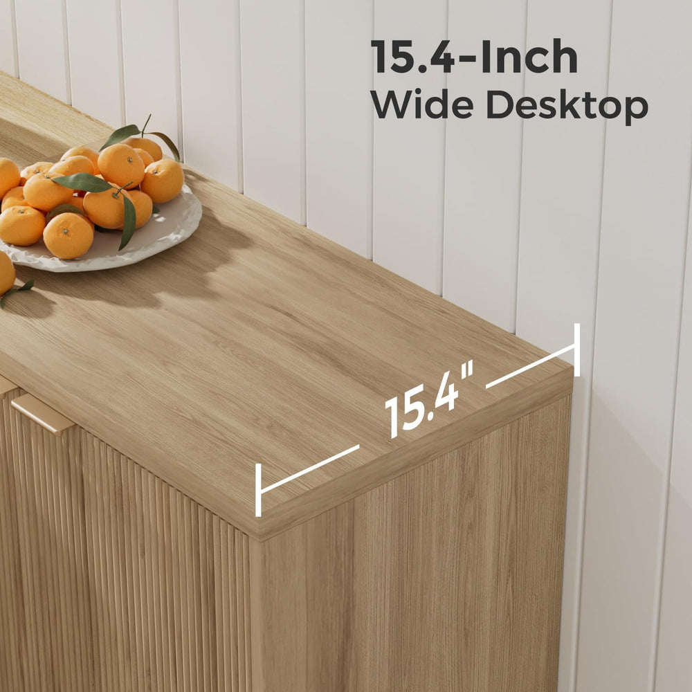 Homleke Buffet Cabinet with Storage, Modern Fluted Accent Sideboard with Door...