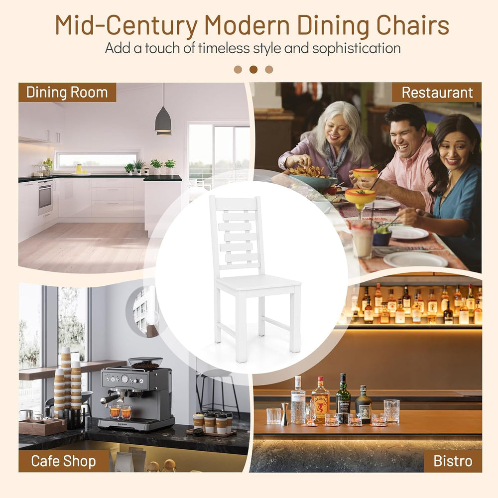 Giantex Wooden Dining Chairs Set of 4, 100% Solid Rubber Wood Kitchen Chair w...