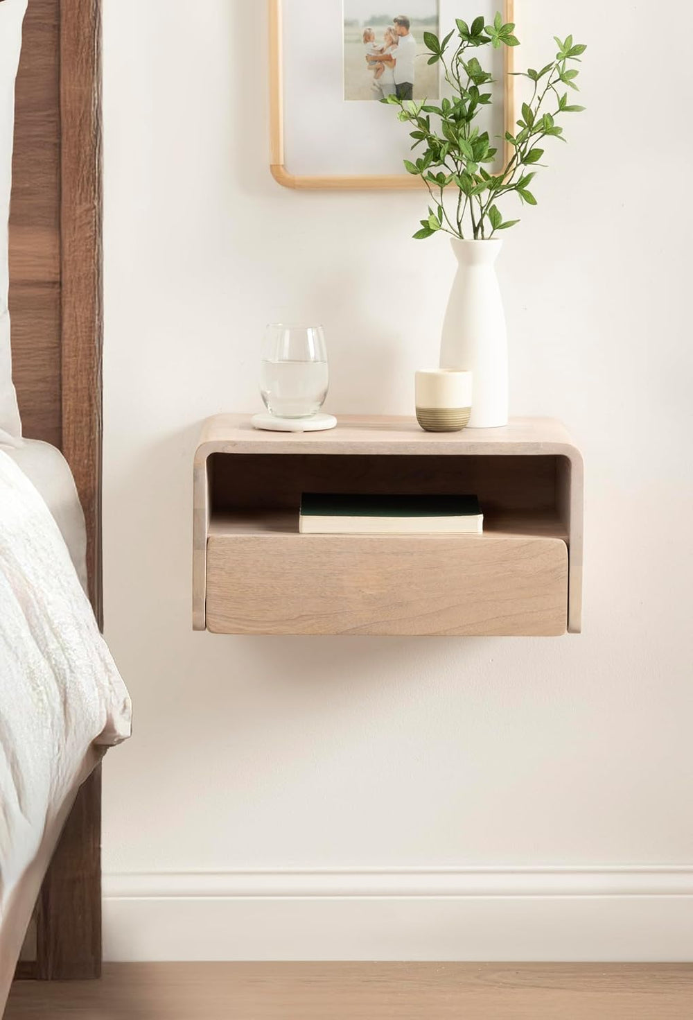 Kate and Laurel Kato Modern Mango Wood Floating Side Table with Drawer, 18 x ...
