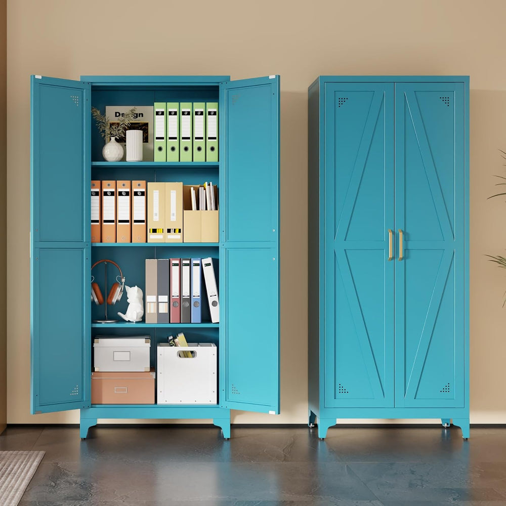 67" Tall Metal Vertical File Cabinet with Adjustable Shelves | Office Or...