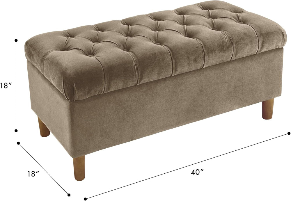 HomePop 40" Ainsley Button Tufted Storage Bench - Fawn Velvet