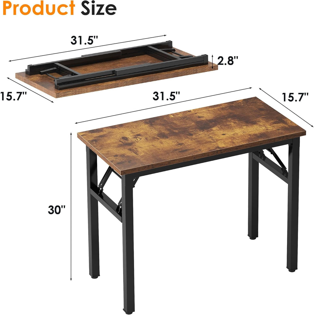 Need Small Folding Computer Desk, 31.5 Inch Writing Table, Rustic Brown